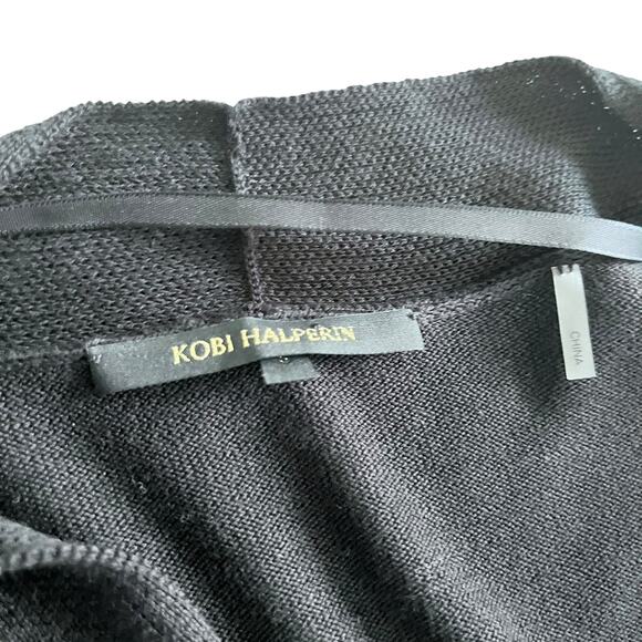 Kobi Halperin Black Tie Front Crochet Flare Bell Sleeve Knit Cardigan Size Small - Picture 5 of 9